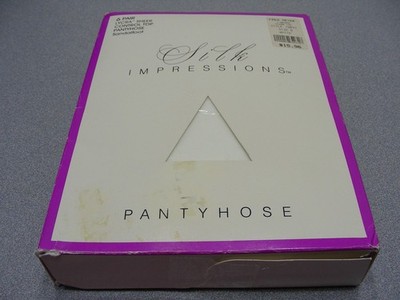 SILK IMPRESSIONS - 6 Pair - Size B Lycra Sheer Control Top Sandalfoot Pantyhose