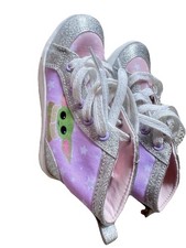 Mandalorian Grogu Baby Yoda Toddler Sneakers Glitter Pink Size 12