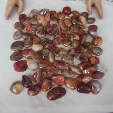 9.9LB 90Pcs Natural Banded Sardonyx Carnelian Agate Crystal Palm Stones Healing