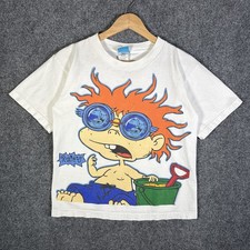 Vintage Rugrats Shirt Small White 90s AOP Nickelodeon Cartoon Rare Chuckie Tommy