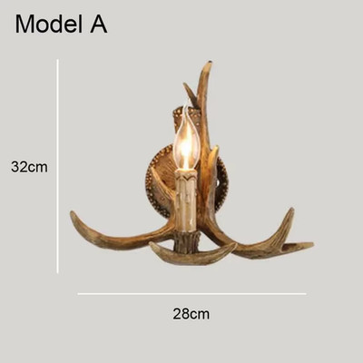 Retro Antler Chandelier Lighting Resin Deer Horn Pendant Lamp for Restaurant Liv