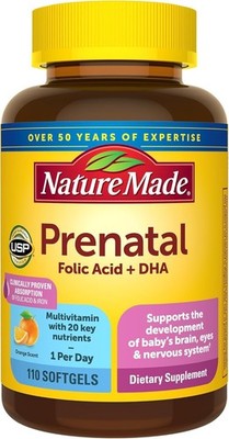 Nature Made Prenatal Softgels with Folic Acid + DHA   110 Count (110-Day Supply)