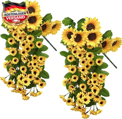 Daily Treasures 2 STÜCKE Künstliche Hängende Blume,176 Realistische Sonnenblumen - Bild 1 von 4