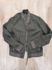 AllSaints Fleet Bomber Jacket Mens M Olive Green Khaki Lightweight Zip Up