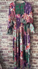 Boho Paisley Patchwork Maxi Kimono Dress One Size Festival Beach Pit To Pit 14”