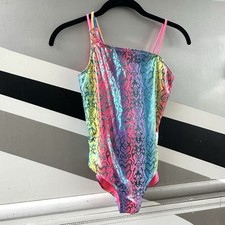 WONDER NATION METALLIC ONE PIECE SWIMSUIT Girls Size L 10-12 Asymmetrical