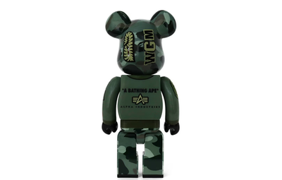 Bape x Alpha Industries 100% & 400% Bearbrick Set by Medicom Toy