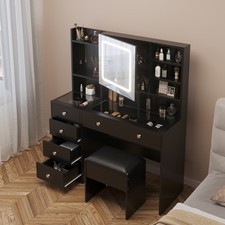 Vanity Table Set LED Makeup Mirror Dressing Table With Power Station for Female
