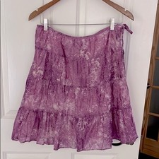 Talbots 100 Cotton tiered summer skirt purple and white size 8P