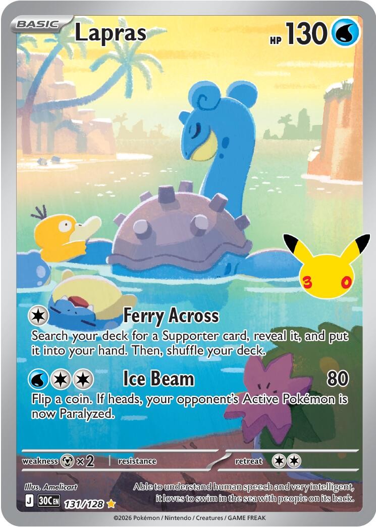 Lapras 131/128 ME: 30th Celebration Illustration Rare Holofoil Pokemon NM