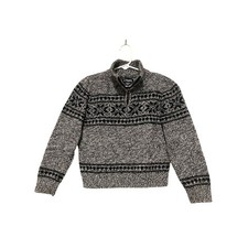 Chaps Black Fair Isle Quarter Zip Sweater Cotton Warm Casual Size XS 6-7