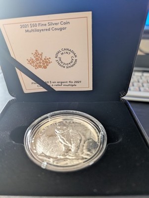 2021 $50  Silver Multilayers Cougar