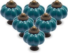 25pcs Teal Pumpkin Knobs, Vintage Ceramic Cabinet 25 Pieces,