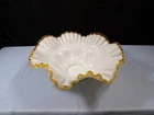 Vintage Fenton Milk Glass Gold Crest Bowl 10 3/4" Wide
