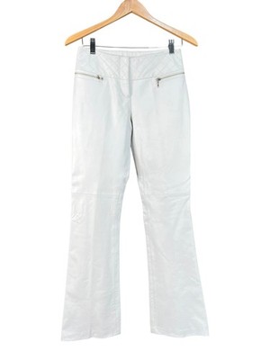 Vintage Y2K Cache Leather Pants - White Leather Low Rise Flare Pants 0