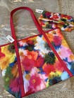 Clinique Large Multi Color Floral Shop Shoulder Tote and Cosmetic Bag New JCohen — photo 1