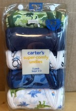 Vintage Carter  s Super Comfy Undies Boys 2-3 5 Pack Dinosaur Soccer Camo NEW