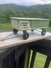 Vintage Louis Marx Marbrook Farms Tin Farm Wagon Trailer 8.5 Green White
