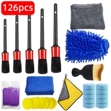 126 Piece Car Detail Cleaning Kit - Brushes, Microfiber Towel, Wash Mit, & More