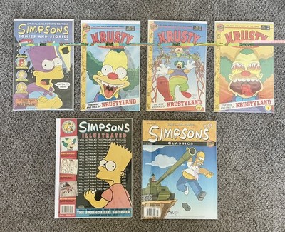 6 Simpsons Comic Book Lot - 3 different #1s! Full Krusty set of 3, Illustrated