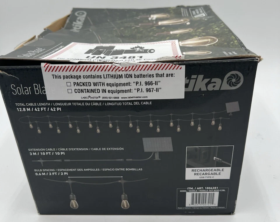 Cadena de luces para exteriores Artika Solar Blaze 42 pies 20 bombillas LED resistentes a la intemperie Foto 4 de 4