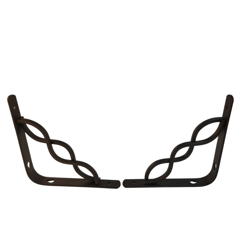 Decorative Bronze Steel Shelf Brackets Set Of 2 - Curved Spiral Design - 6"x6"x1 - Image 4 of 4