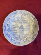 ANTIQUE STAFFORDSHIRE BLUE TRANSFERWARE CHILDS DOLL TOY MINIATURE PLATE 4 3/4