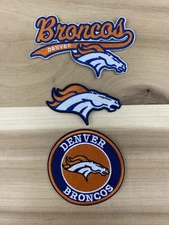 Set Of 3 DENVER BRONCOS EMBROIDERED IRON ON PATCH 3.0” X 3.0” FREE SHIPPING