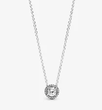 AUTHENTIC PANDORA Round Sparkle Halo Necklace (396240CZ-45)