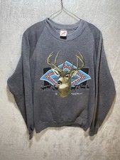 Vintage Jerzees Gray White Tail Deer Sweatshirt Men’s Size Xl Made In USA