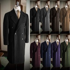 Men's Long Overcoat Double Breasted 100 Cashmere Outdoor Warm Wear Jacket