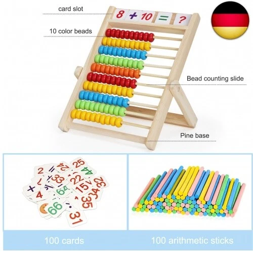 Nutabevr Rechenschieber Rechenrahmen, Kinder Grundschule Abakus zum Zählen und - Bild 3 von 7