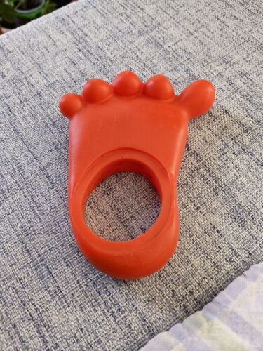 Vintage '80s red rubber foot teether unbranded great shape 4 1/4 x 3 1/4 - Picture 1 of 3