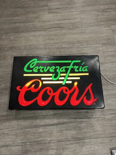 ORIGINAL Vintage Coors Beer Cerveza Fria 25.5X15.5 Lighted Bar Sign