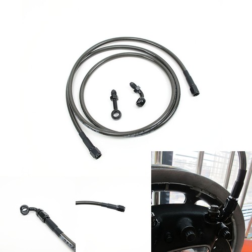 59'' 150cm Black Brake Lines with 90/180 Banjos for Harley Davidson