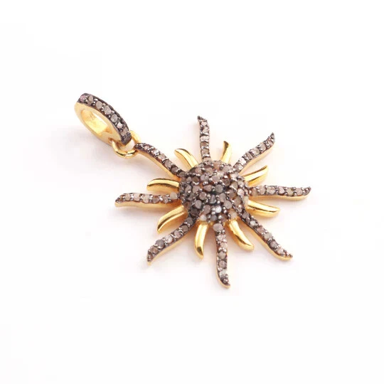 1 Pc Beautiful Pave Diamond Sun burst Pendant- 925 Sterling Silver -you choose - Image 4 of 4