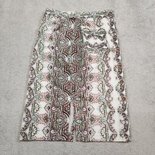 Maeve Anthropologie Womens Skirt 8 White Floral Paisley Print Straight Pocket