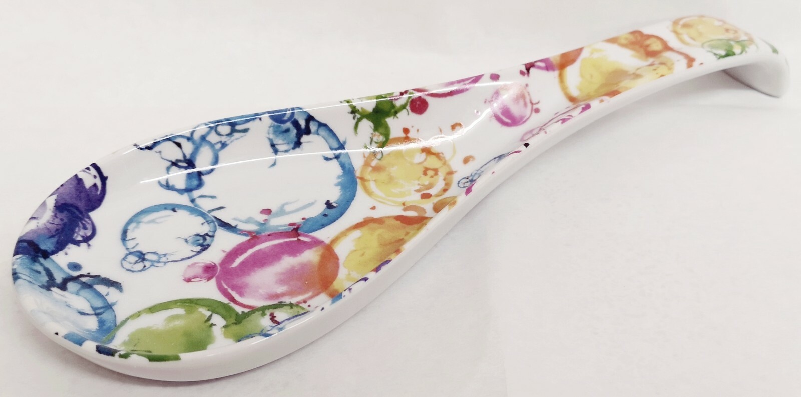 Bubbles Spoon Rest Large Porcelain 27cm 10.5"" Ceramic Spoon Multi Colour Deco UK