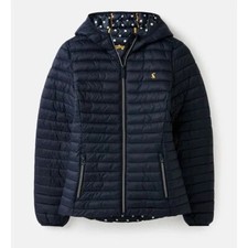 Nwt Womens Size 4 Joules Navy Blue Snug Water Resistant Packable Jacket
