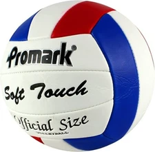 Promark Volleyball Soft Touch Official Size Faux Leather White Blue Red