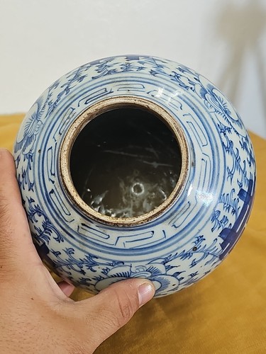Chinese Qing Dynasty Blue & White Porcelain Ginger Jar 2x Happiness - Picture 9 of 11