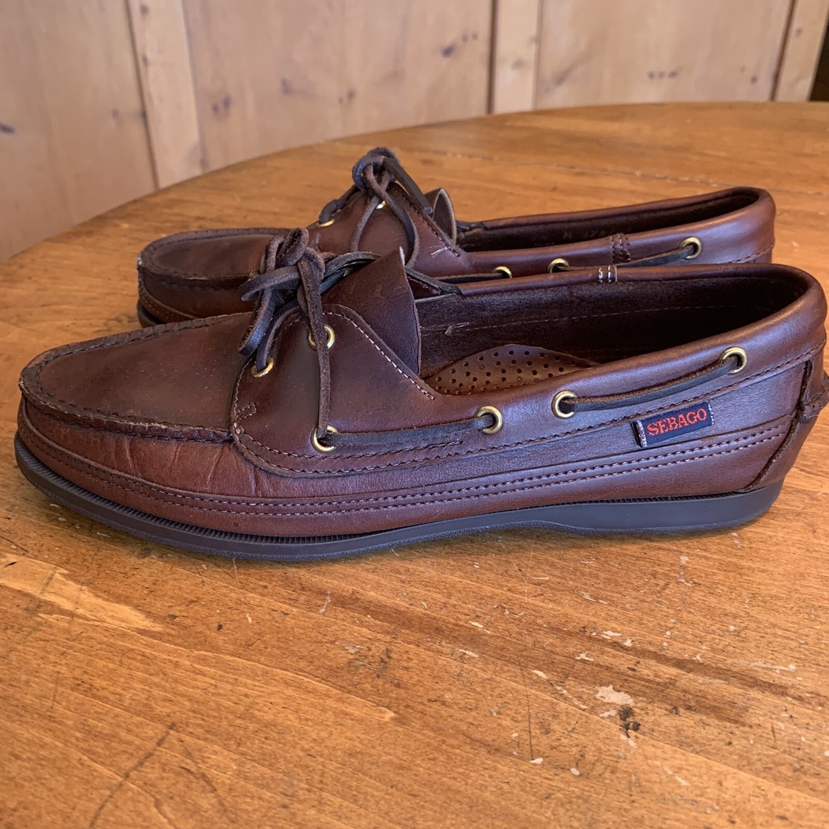 Sebago Burgundy Oiled Waxy Camp Moccasins Mens 7.5 M | eBay