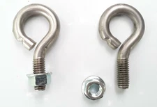 2 Count  Eye Bolts 3/8-16 Unwelded Stainless Steel 2 1/2" length Includes Nuts