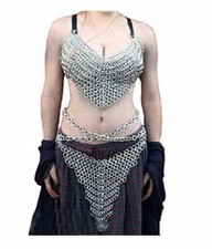 Aluminum Chainmail Halter Bra Skirt for Girl Clothing Intimate Its Good Cosplay