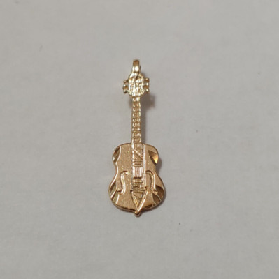  New 14k Yellow Gold Guitar Instrument Charm Pendant 