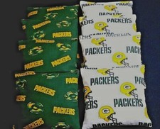8 ACA CORNHOLE BEAN BAGS made w GREEN BAY PACKERS CAMO fabric logo bags