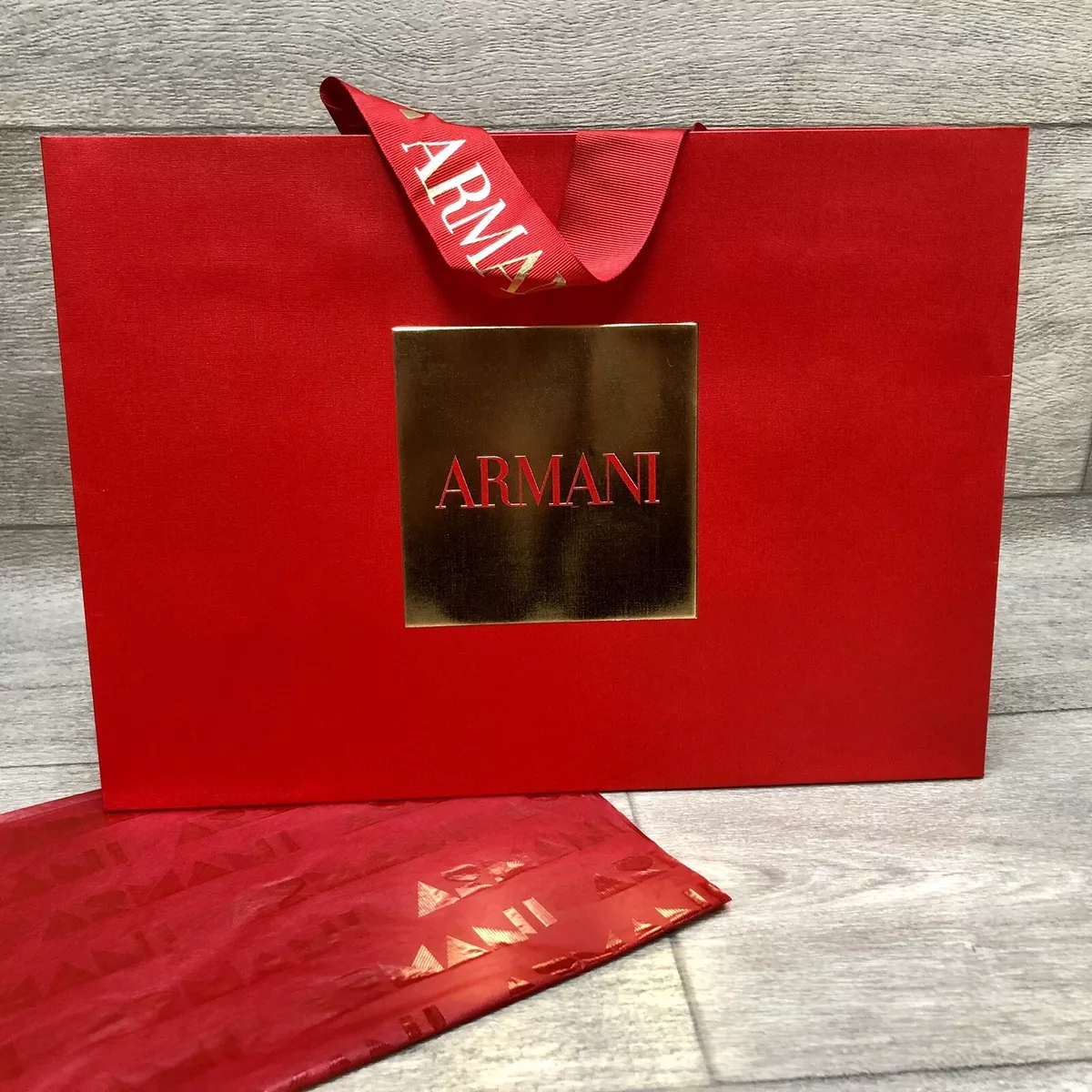 Armani Gift Bag Paper Red Gold Brand NEW Authentic Medium 35x25x13cm