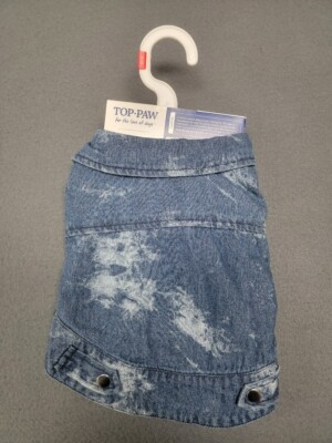 NWT~TOP PAW ~X-SMALL  Dog Jacket~100% Cotton Denim Stone Wash Blue