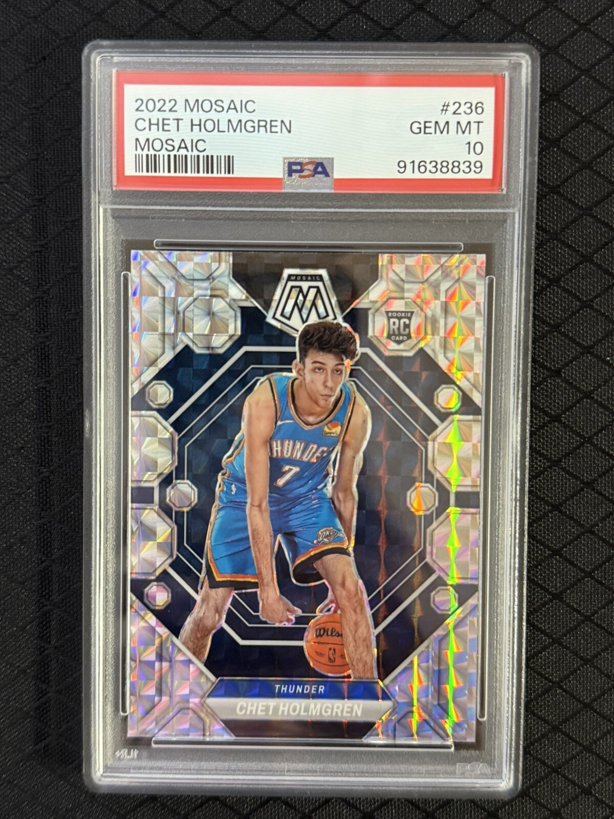 Chet Holmgren PSA 10 2022 Panini Mosaic Silver Mosaic #236 Rookie RC Thunder