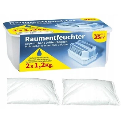 TOP GRADE Raumentfeuchter SET 2x1,2 kg Granulat Luftentfeuchter Raum Trockner Entfeuchter